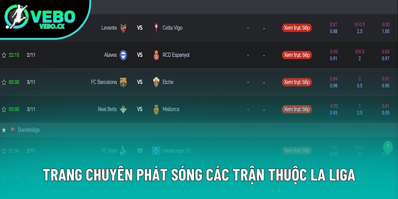 Trang chuyên phát sóng trận đấu thuộc La Liga